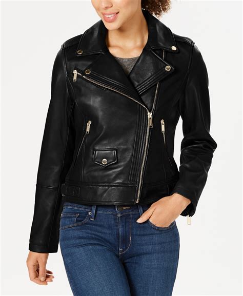 michael kors leather motorcycle jackets|michael kors asymmetrical leather jacket.